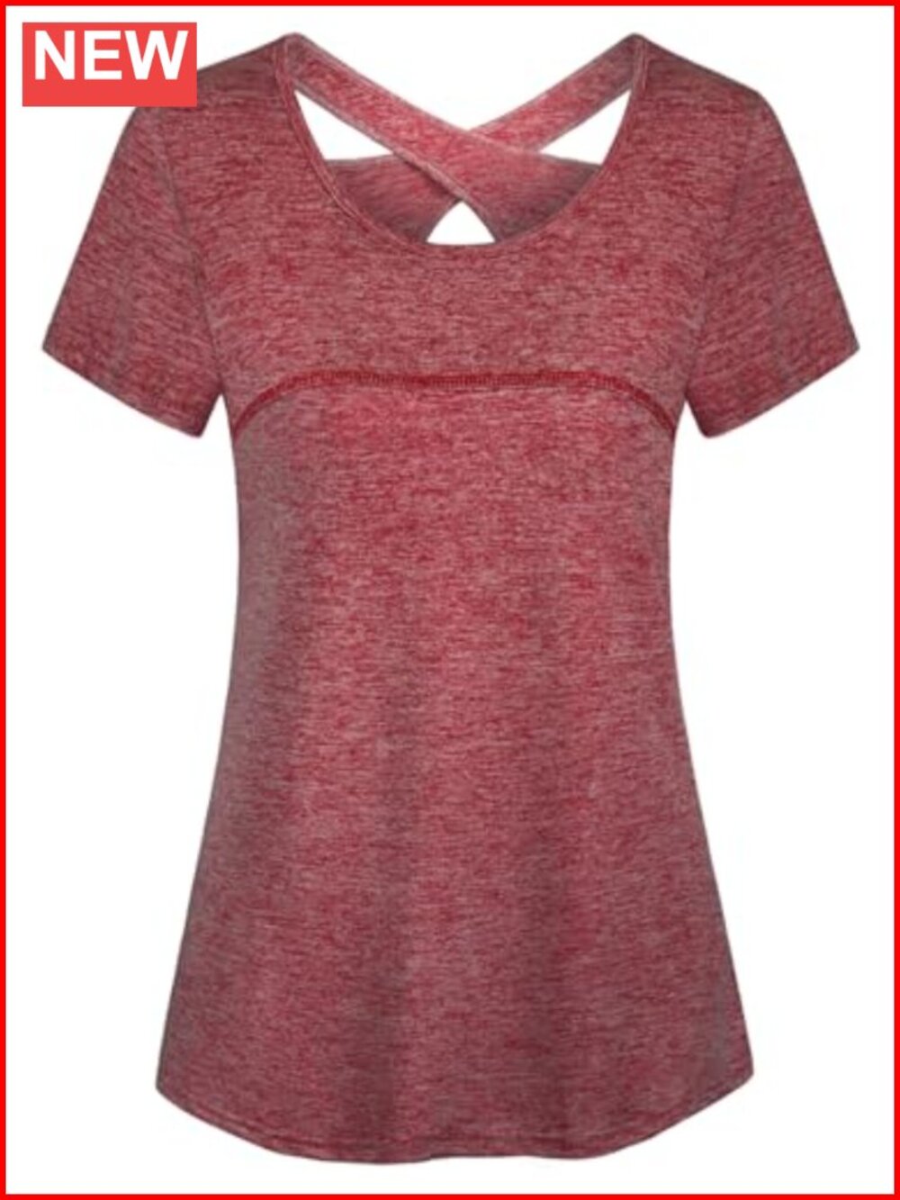Criss Cross Back Yoga Shirt Short Sleeve Round Neck Athletic Top